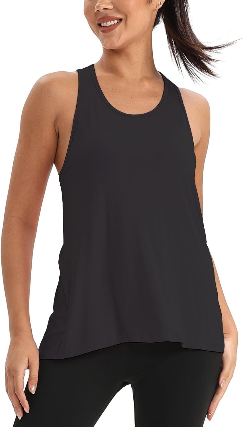 Mippo Workout Tops for Women Open Back Shirts Athletic Gym Clothes Sleeveless Tank Tops Loose Fit - Image 2