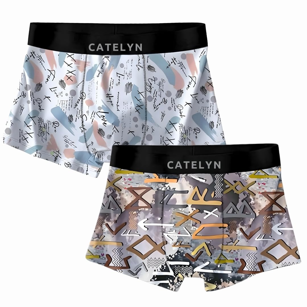 Men’s Premium Boxer Briefs Long Comfortable Ice Silk Moisture-Wicking Printed Innerwear for Daily Comfort (Pack of 2)-image-34