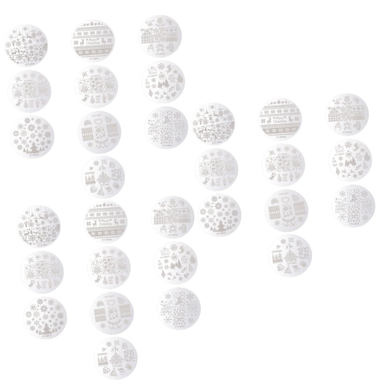 minkissy 30stücke Teiliges Weihnachts-nagelkunst Stempelplatte Nagelart Vorlagen Für Maniküre Mit Verschiedenen Weihnachtsmotiven Wie Schneeflocken Und Weihnachtsbäumen