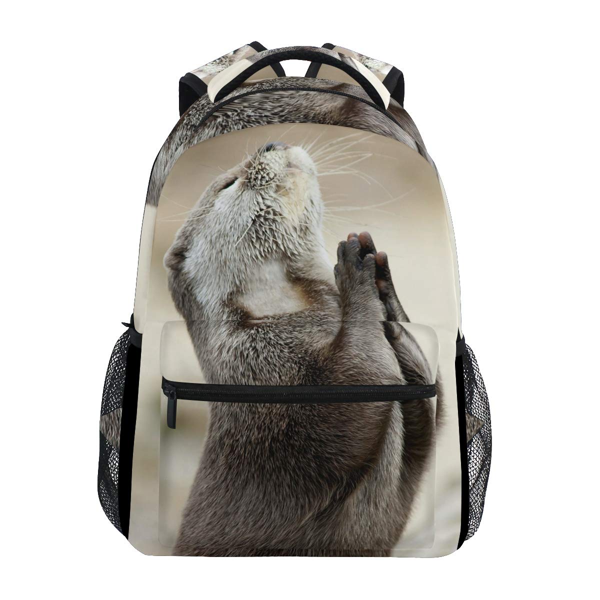 EslifeyCute Praying Otter Backpack Students Shoulder Bags Travel Bag College School Backpacks for Men and Women