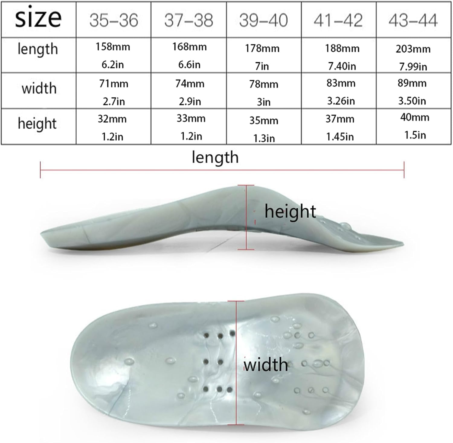 Solette Ortopediche per Piedi Piatti, Suole per Scarpe, Supporto per Arco Plantare, Correttore per Piede Varo Valgo, Soletta Ortopedica per Scarpe., 1pair Gray, 35-36