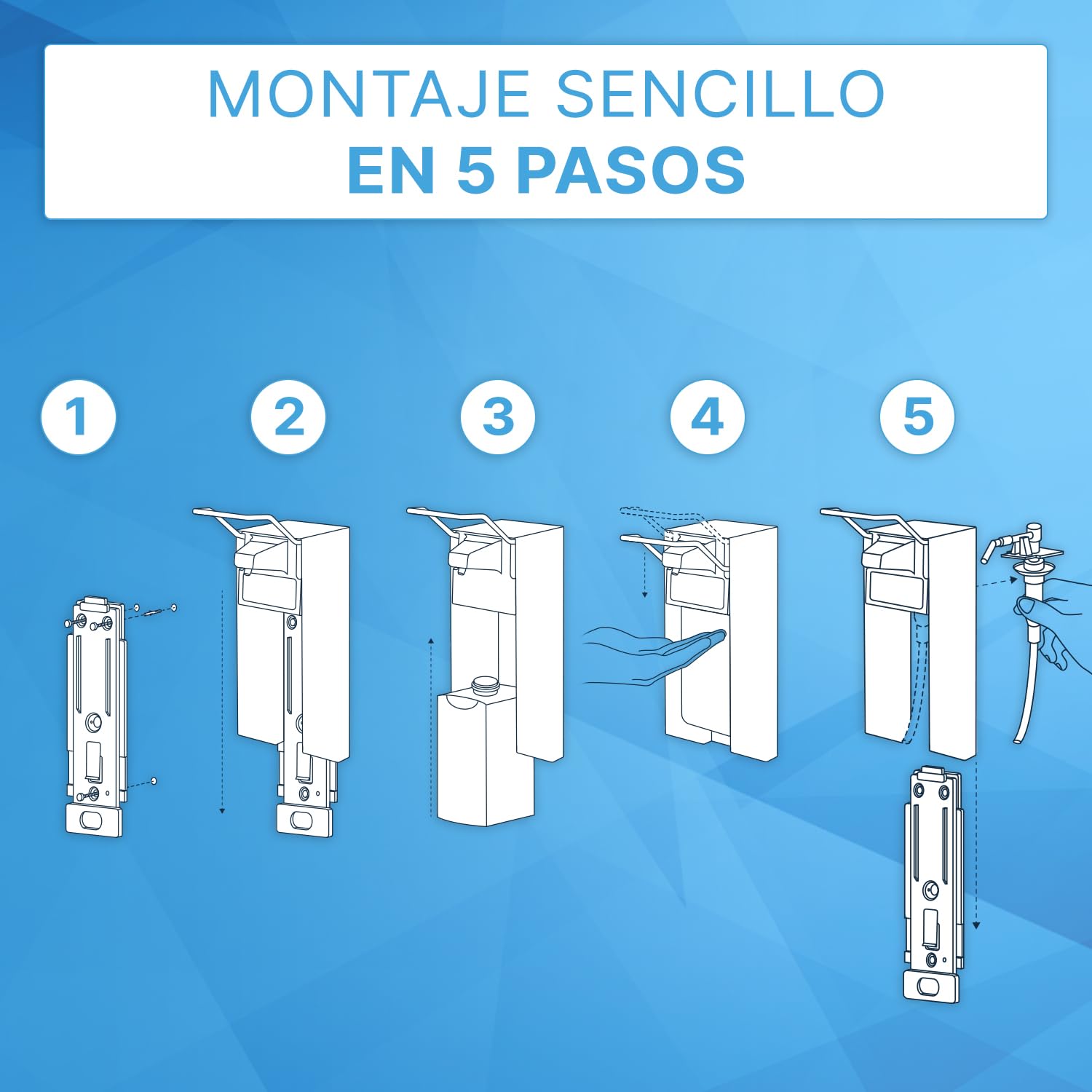 ARNOMED 2 dispensador de desinfectante con Bandeja Goteo, dispensador de jabón de Aluminio para 1000ml, dispensador de jabón para Montaje en Pared con Palanca Corta, eurodispensador de desinfectante