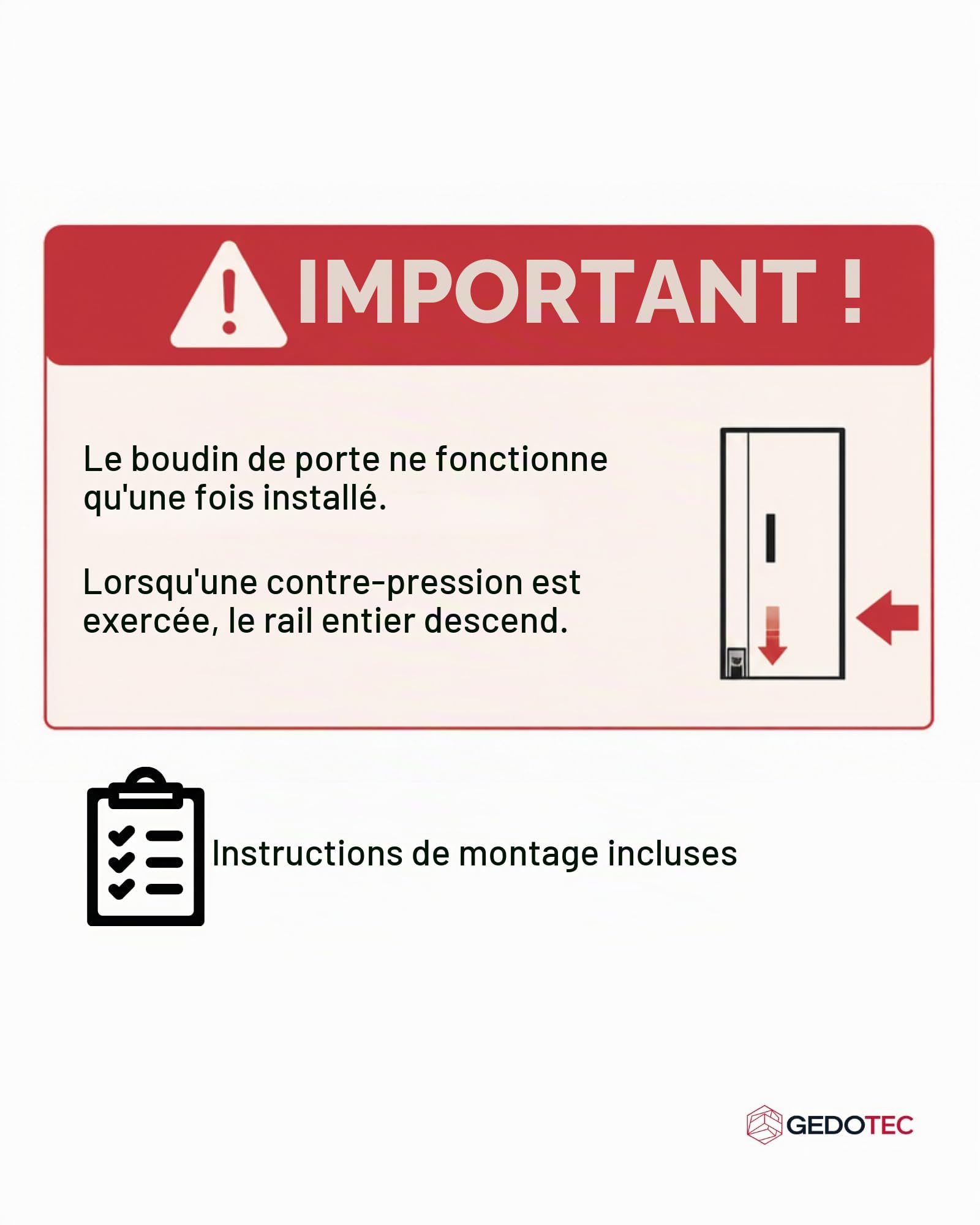 Gedotec joint de sol abaissable | 1 joint de porte 15 x 30 mm | DROP MAXI | longueur 1030 mm - raccourcissable | joint abaissable pour portes