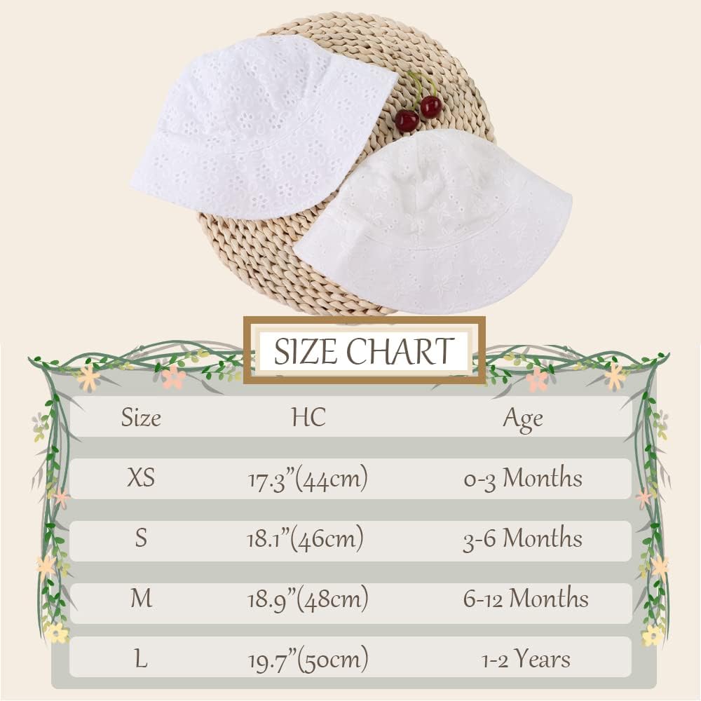Baby Girl Sun Hats Cotton Toddler Summer Cap Girls Wide Brim Bucket Hat Infant Flower Hats Beach Sun Protection - Image 6