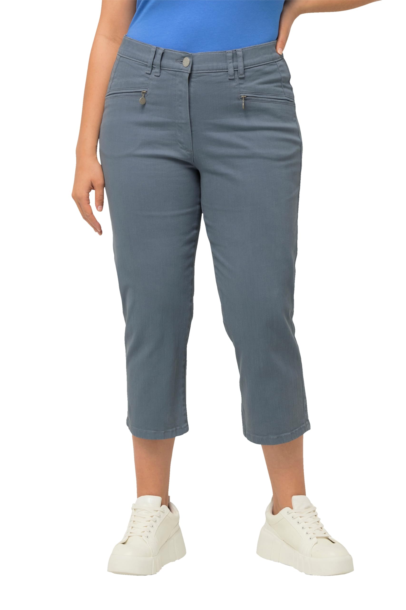 Ulla Popken Damen große Größen Übergrößen Plus Size 7/8-Stretchhose Mony, Zipptaschen, Stretchkomfort 827121