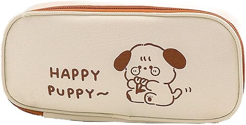 Aiyify Lindo estuche de lápices Kawaii, material escolar, estético, bonito estuche para lápices estacionarios para niñas (beige-C)