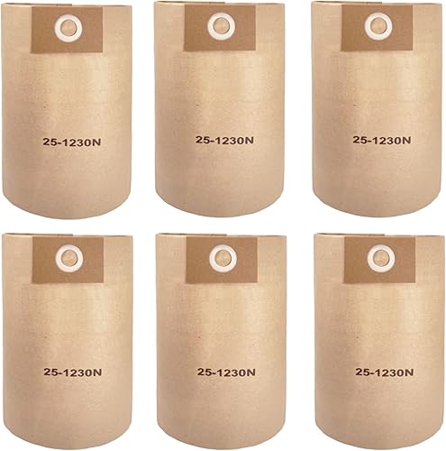 Paquete de 6 bolsas de filtro desechables de repuesto para aspiradoras Stanley de 4 a 5 galones SL18129, SL18130, SL18130P