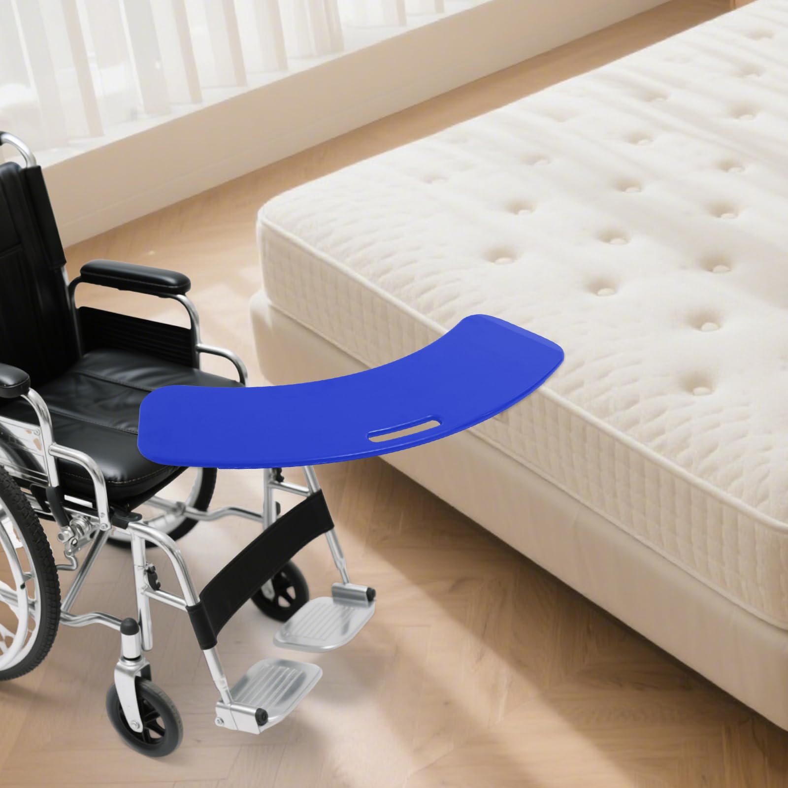 Tabla de transferencia, 80 x 21 cm, ayuda de transferencia, tabla de transferencia para usuarios de sillas de ruedas, adecuada para el cuidado de sillas de ruedas y ayuda a los pacientes (azul oscuro)