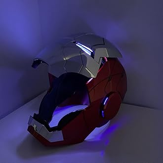 ATOKNG Iron Hero MK 5 1:1 Wearable Helmet :Voice, Touch, and Remote Control, Realistic Sound Effects, Can Cosplay and Collectible Figures for Man and Teen Ideal Gift （Silver）