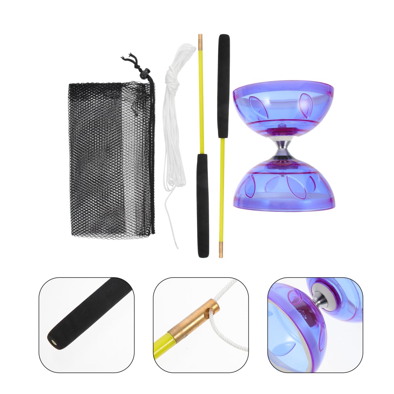 NUOBESTY Diabolo Triple Rodamiento Niños Diabolo con Palos de Aluminio Y Cuerda Chino Yo- Yo Malabares Juguete Giratorio para Fitness Diábolo con rodamientos de Bolas