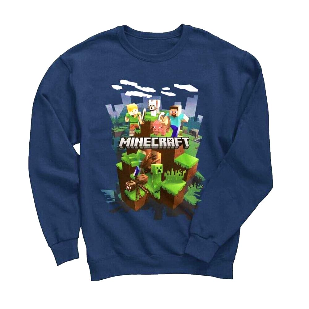 Minecraft Action Scene Boys Navy Long Sleeve Sweatshirt