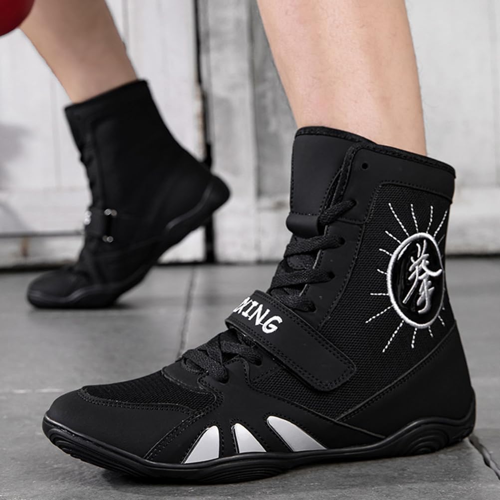 High Top Boxing Shoes Mens Lightweight Fitness Boots Wrestling Shoe Rubber Soles for Kickboxing, Gym & Combat Sports - Image 3