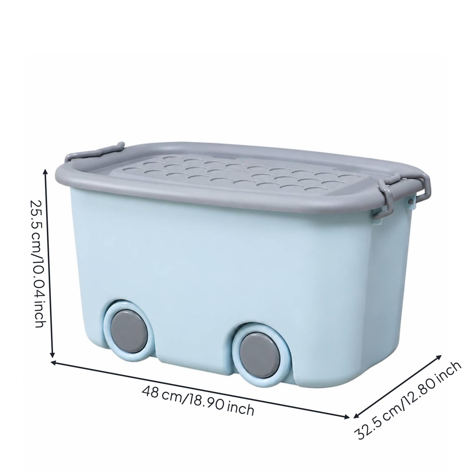 Caja Almacenamiento con Ruedas Móvil Recipien Plástico con Larales Organizador Armario Apilable para Estudio, Sala Estar, 48x32.5x25.5cm