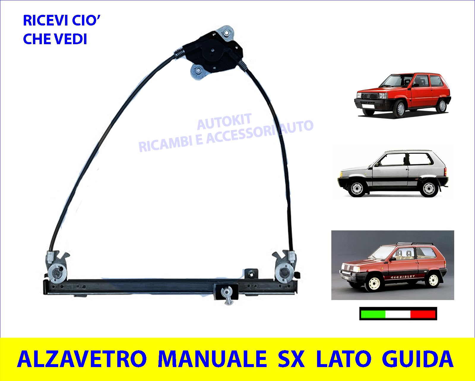 Alzavetro Manuale Anteriore Sinistro per Panda 141-141A 1980-2003 WFT168-L