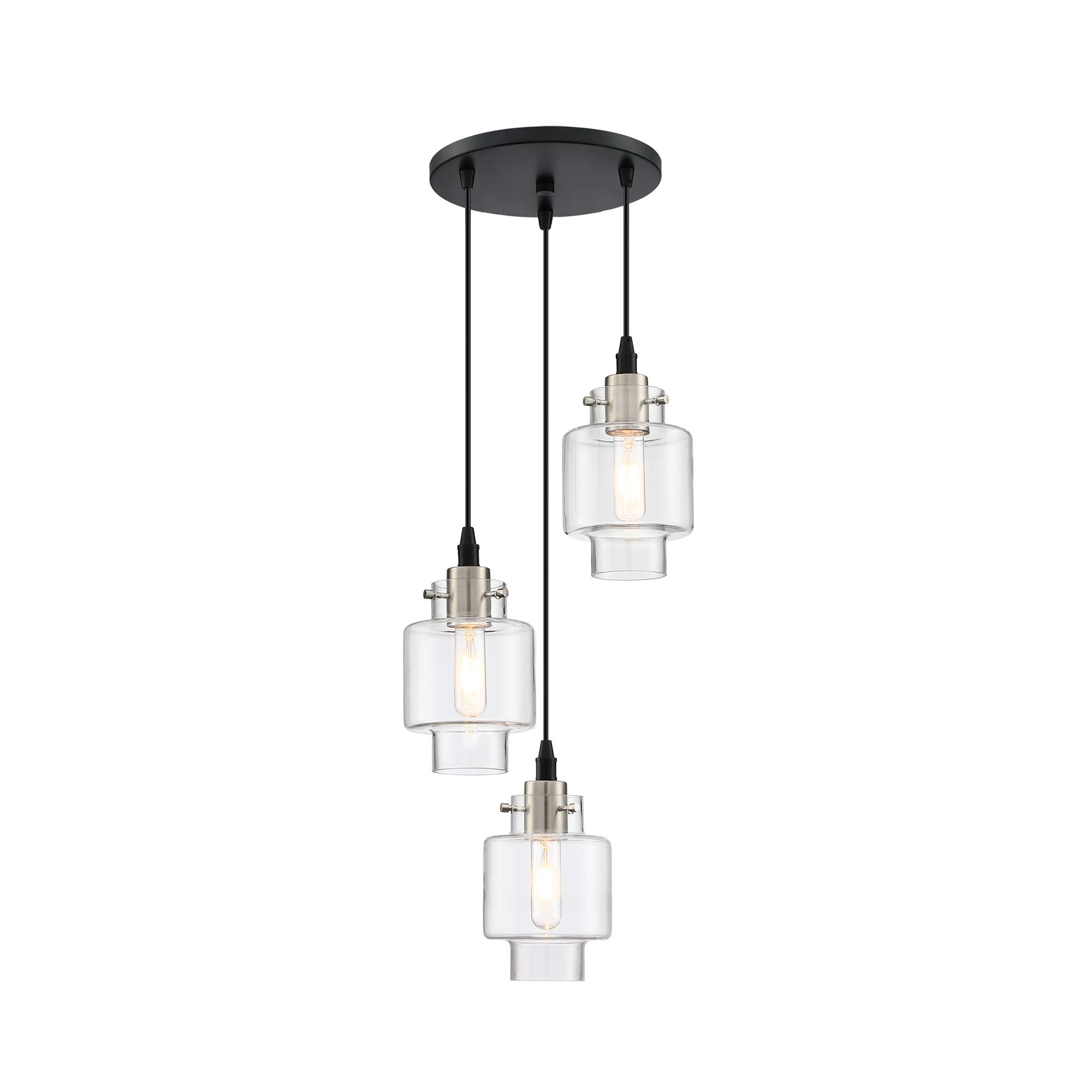 Buy MOTINI 3Light Cluster Pendant Lighting Black and Brushed Nickel