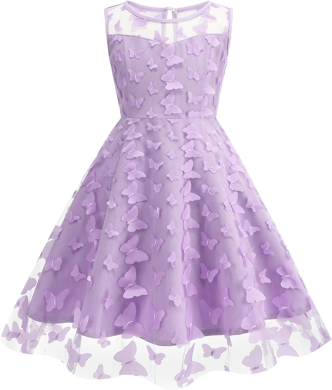 Girls Mesh Flower Embroidered Dress Illusion Tulle Mesh Embroidery Dress for Girls Flower Girls Dresses for Wedding Birthday