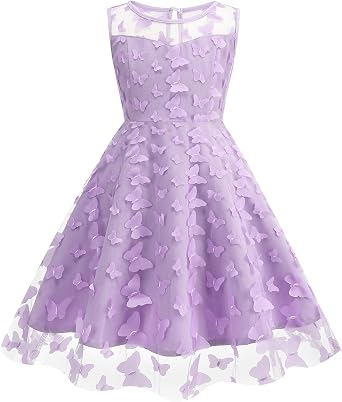 Girls Mesh Flower Embroidered Dress Illusion Tulle Mesh Embroidery Dress for Girls Flower Girls Dresses for Wedding Birthday