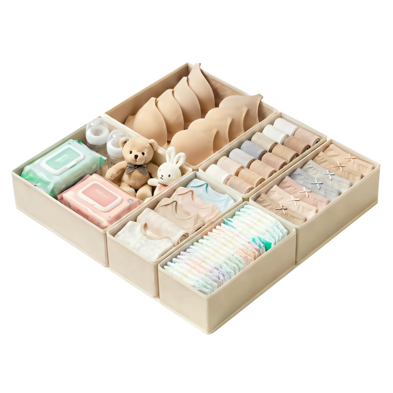 Photo 1 of ALFSPEJO 6 Pack Drawer Organizer Set - Beige