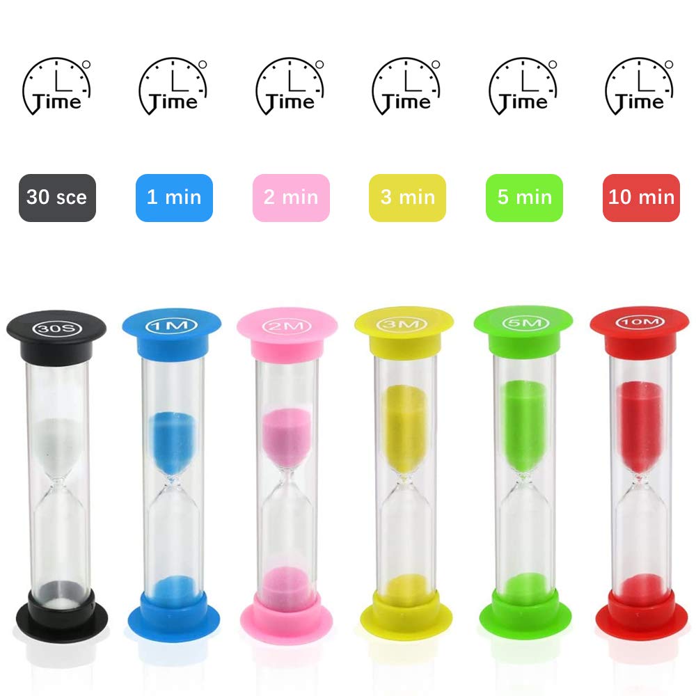 6 Pezzi Timer a Clessidra, Clessidra Colorato Bambini Clessidra Timer Clessidra Set, Timer da cucina, Time Management, per 30 secondi 1 min 2 min 3 min 5 min 10 min set