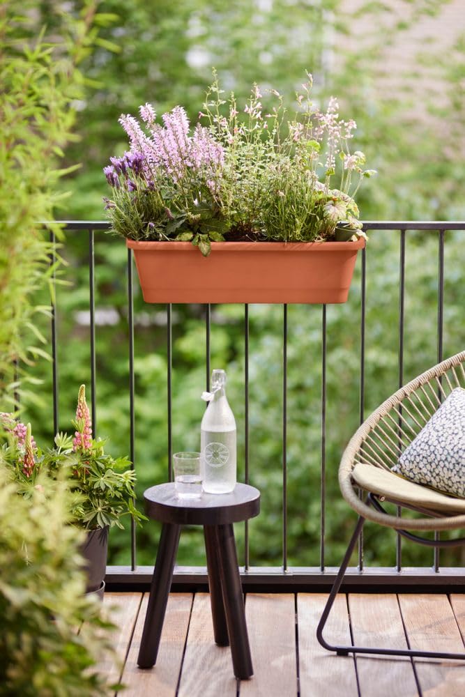 Elho Noa Balcony Trough XL Jardinera - Terra | L 20 x An 78 x A 17.8 cm