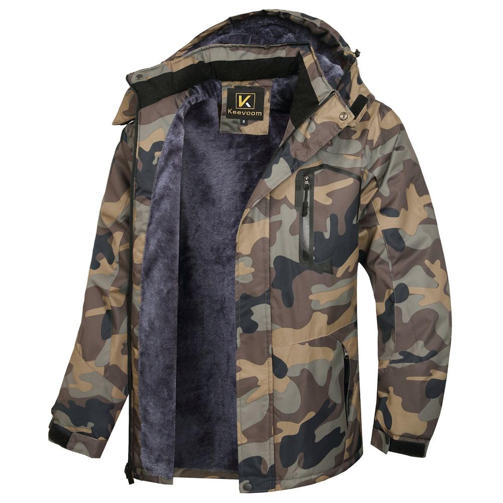 Mens Winter Jackets Ski Snow Coats Warm Waterproof Hooded Raincoats Snowboarding Windproof Lined Windbreaker