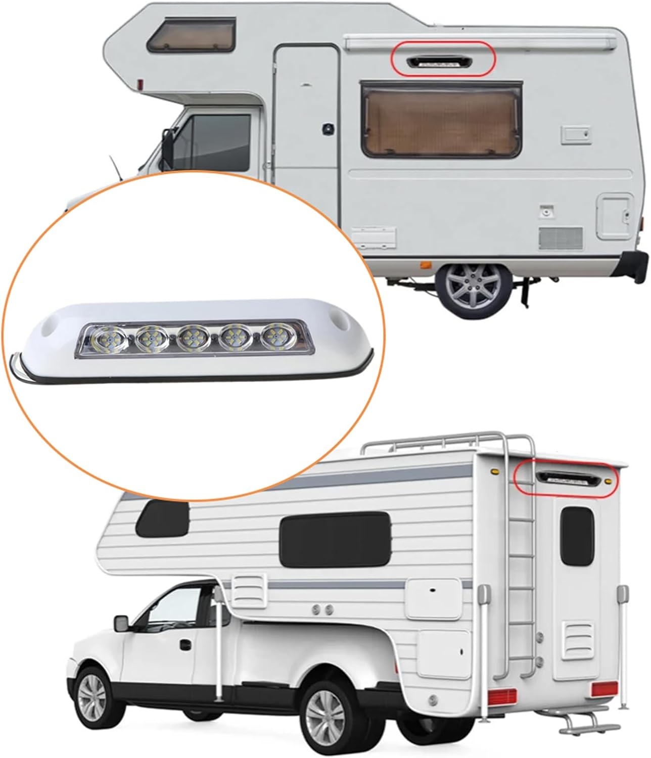 FOTN 2 Piece RV Porch Lights，12V White Light Caravan Waterproof Awning Led Light Strip 8W Interior Exterior Wall Lamps Motorhome Camper Marine Spotlights