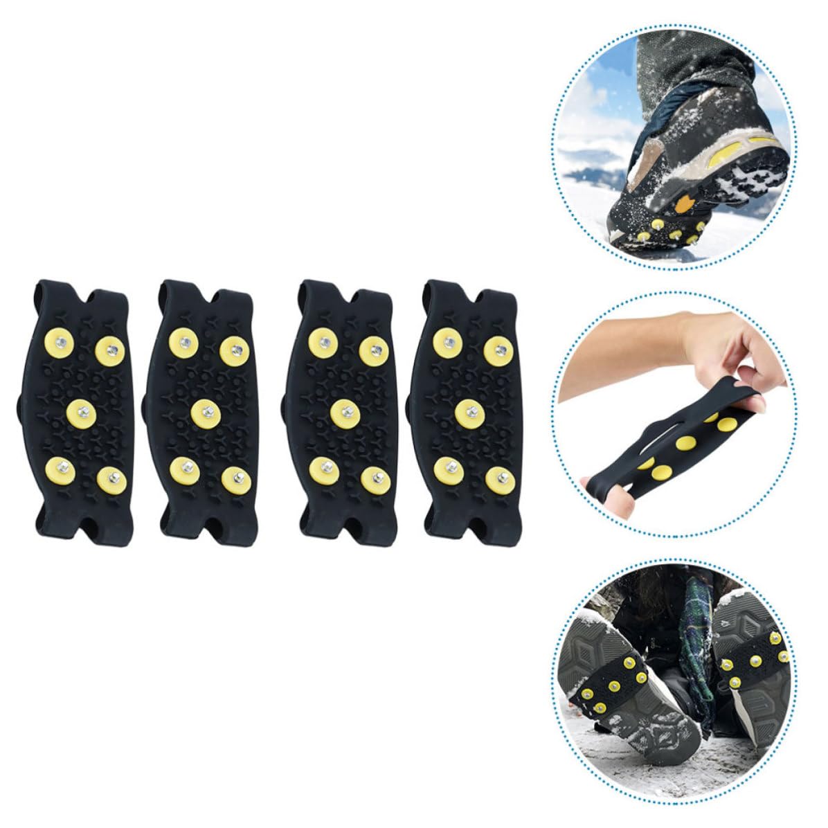 Pinzas Antideslizantes para Zapatos de Niños y Mujeres, 2 Pares de Crampones Plegables de TPE 5 Dientes para Jogging y Pesca en Hielo