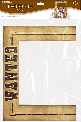 Miniatura 4 de Beistle Wanted Photo Booth Fun Selfie Frame Western Party Supplies, 15.5 x 23.5 pulgadas, multicolor