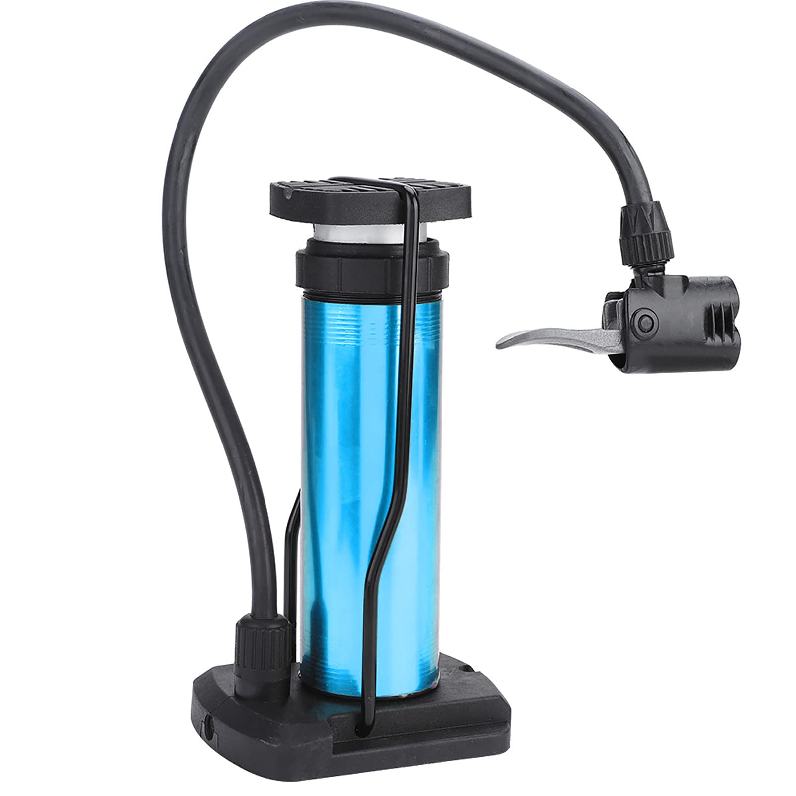 Akozon Portable Mini Bike Pump Aluminum Alloy Ycle Motorcycle Foot Compact Lightweight Silver (Blue)