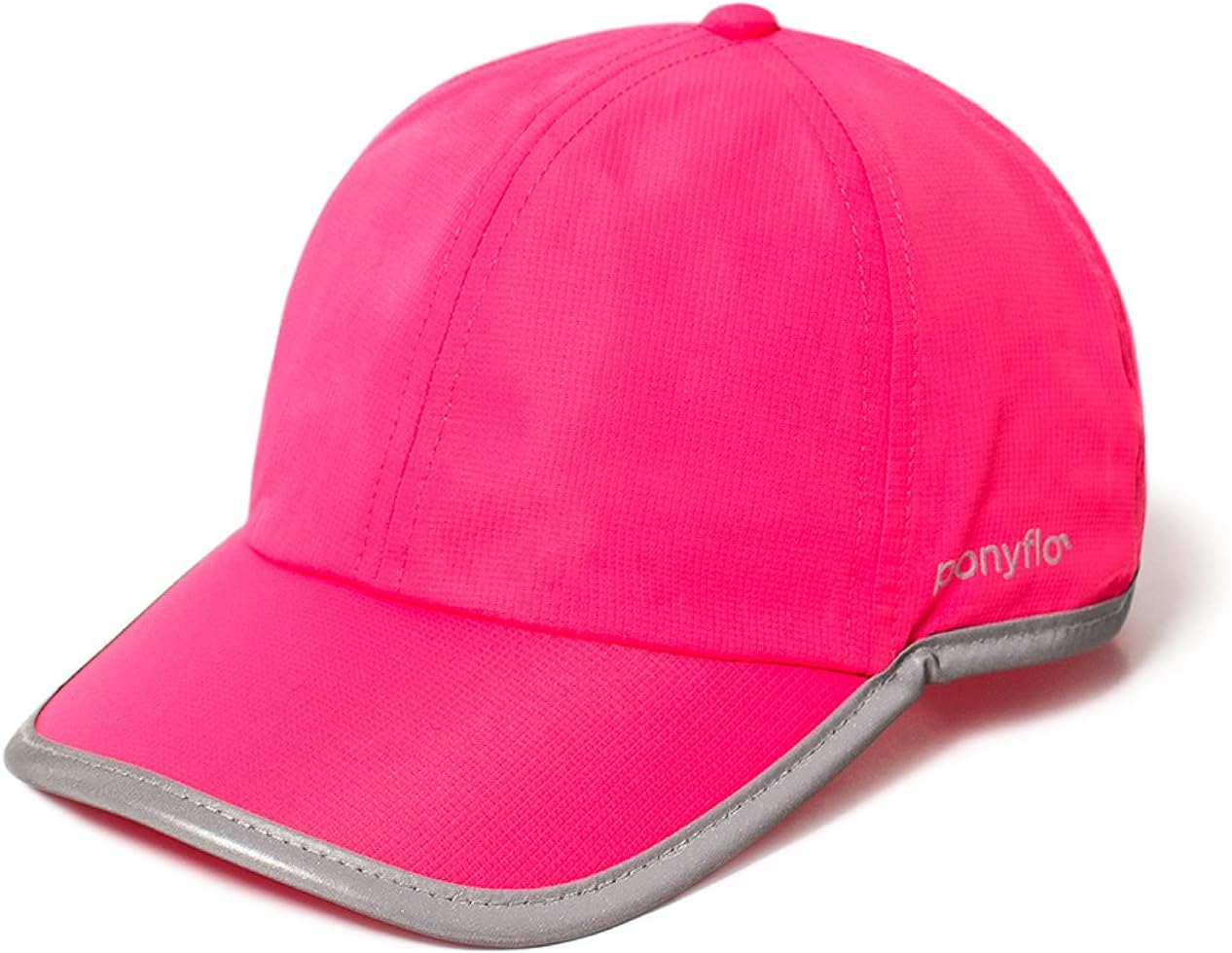 Ponyflo Original Kids Active Ponytail and Messy Bun Pony Cap with Full Back Opening, Hot Pink, One Size