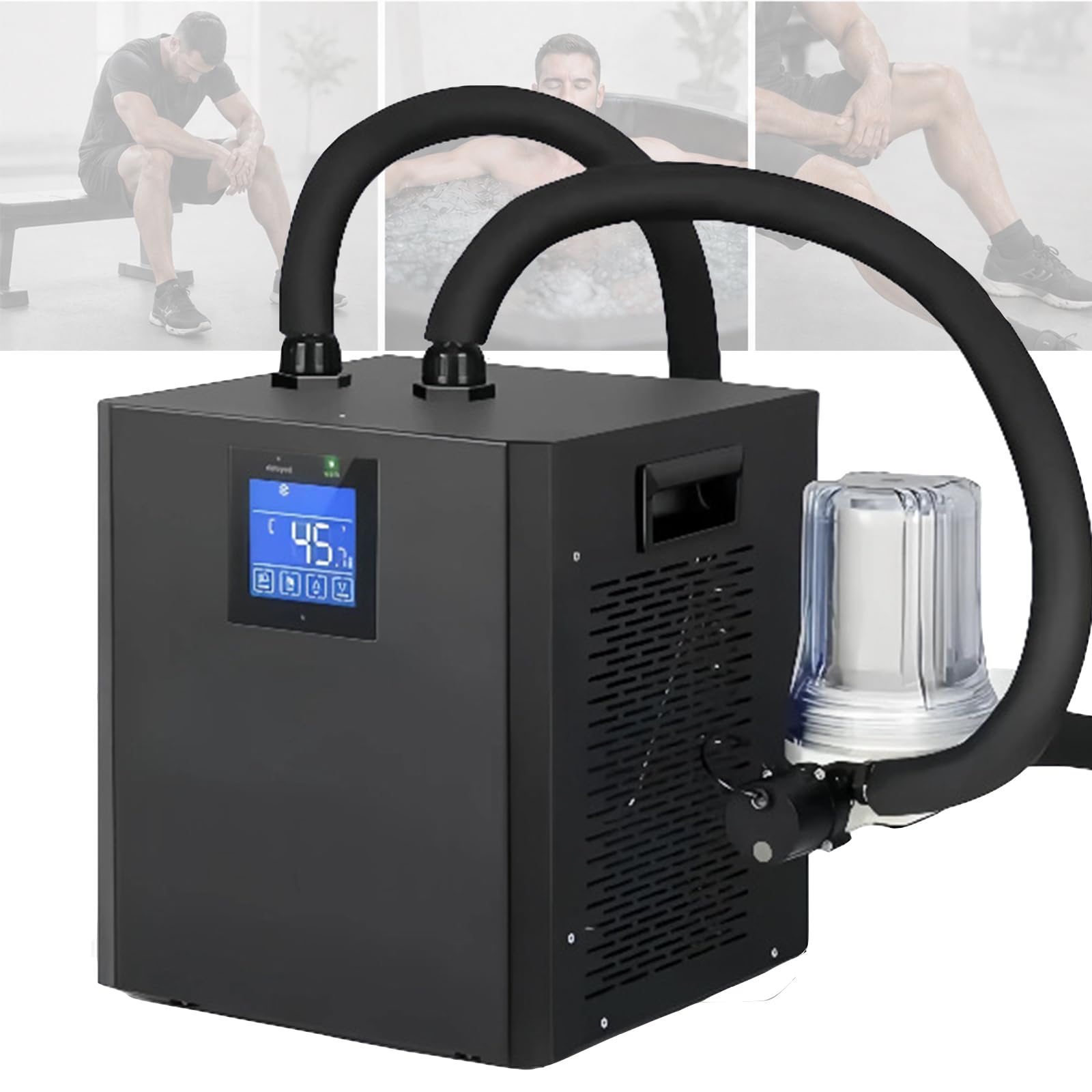 MINHUIJIHUI 600w Ice Bath Water Chiller, Portable Cooling System Recovery Chiller, External Filter and Insulated Hoses Improve Cooling Performance, for Home Cold Plunge Therapy