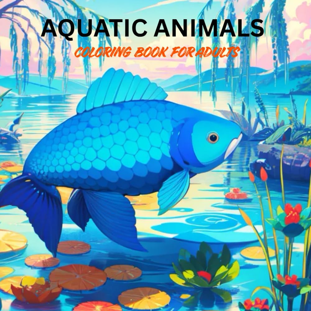 Aquatic Animals: coloring book for adults