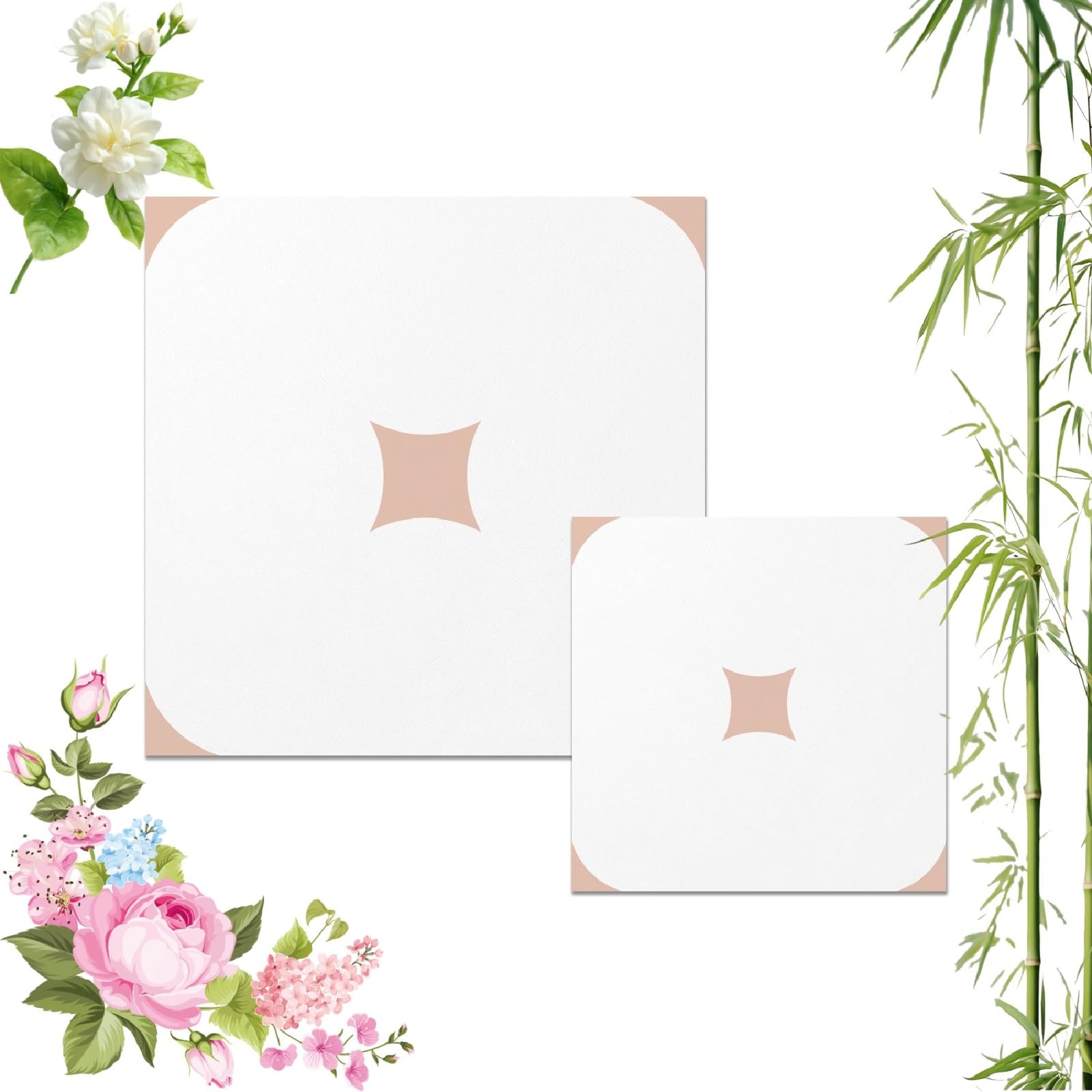 Self-Adhesive Wood Pattern Floor Tiles, 20pcs-30x30cm Vintage Floral Self Adhesive Vinyl Tile, Waterproof Removable Wall Floor Decal for Bathroom Kitchen Bedroom (10pcs-20x20cm,PTS81)