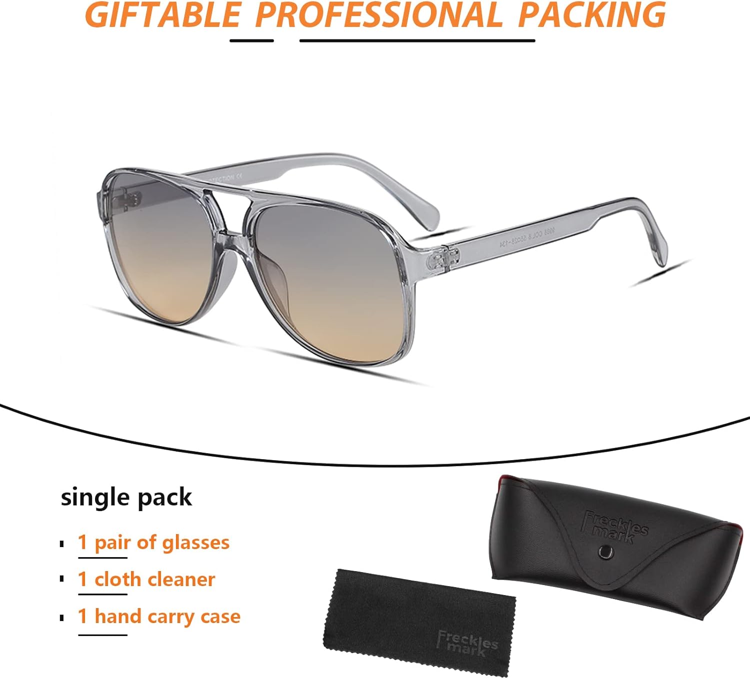 Freckles Mark Vintage Retro 70s Sunglasses for Women Men Classic Large Square Aviator Trendy Glasses - Image 7