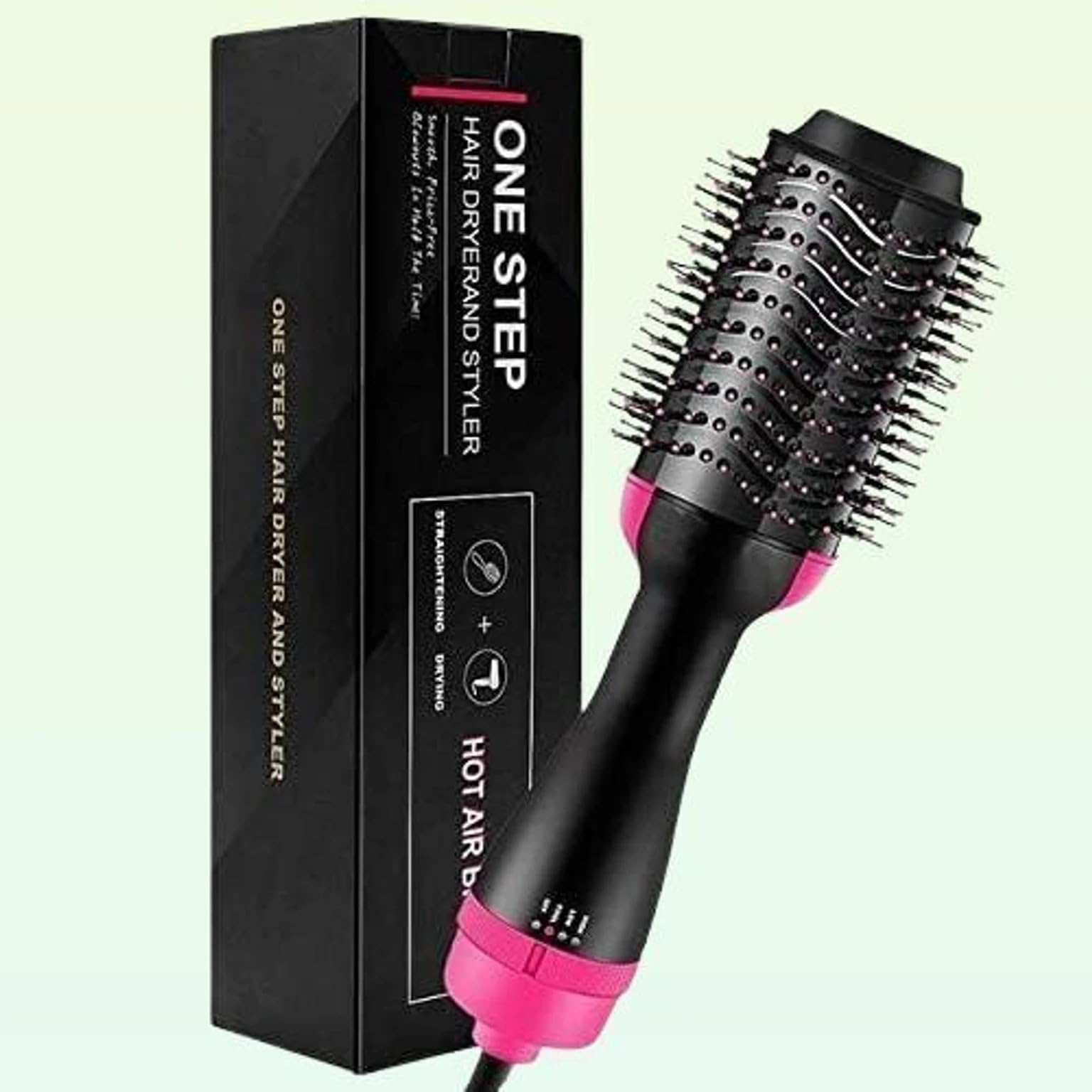 camb 3-in-1 hot air brush hair dryer & volumizer, one step hair dryer brush for straightening, curling & styling, ionic ceramic thermal hair brush, hair straightener brush for women & all hair types