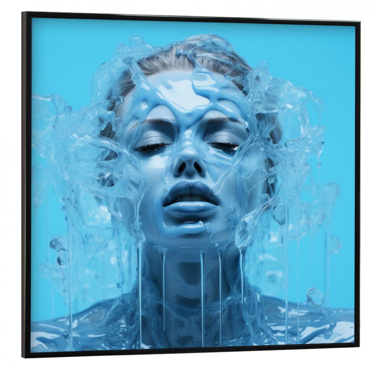 artboxONE Poster mit schwarzem Rahmen 40x40 cm Fashion Frau IM EIS - Bild Frau Frau weiß