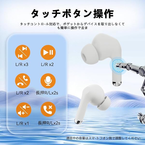 ワイヤレスイヤホン Bluetoothイヤホン 4つのシリコンマイク搭載 AIスマート ENC通話 IPX7防水 最大60時間再生 2026年最新Bluetooth6.0 EDR ブルートゥースイヤホン 全音域HI-FI音質 低遅延 接続瞬時 WEB会議/運動/ゲーム/テレワーク/通学/通勤/スポーツ/音楽用 iPhone/Android対応 01 brightwhite - 5