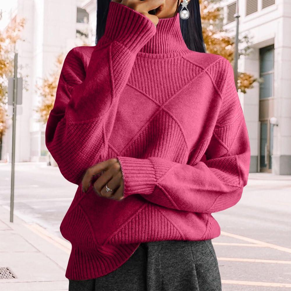 ZOCANIA Womens Turtleneck Sweater Long Sleeve Knitted Winter Ladies Pullover Basic Casual Jumper Womens Fall Fashion 2024