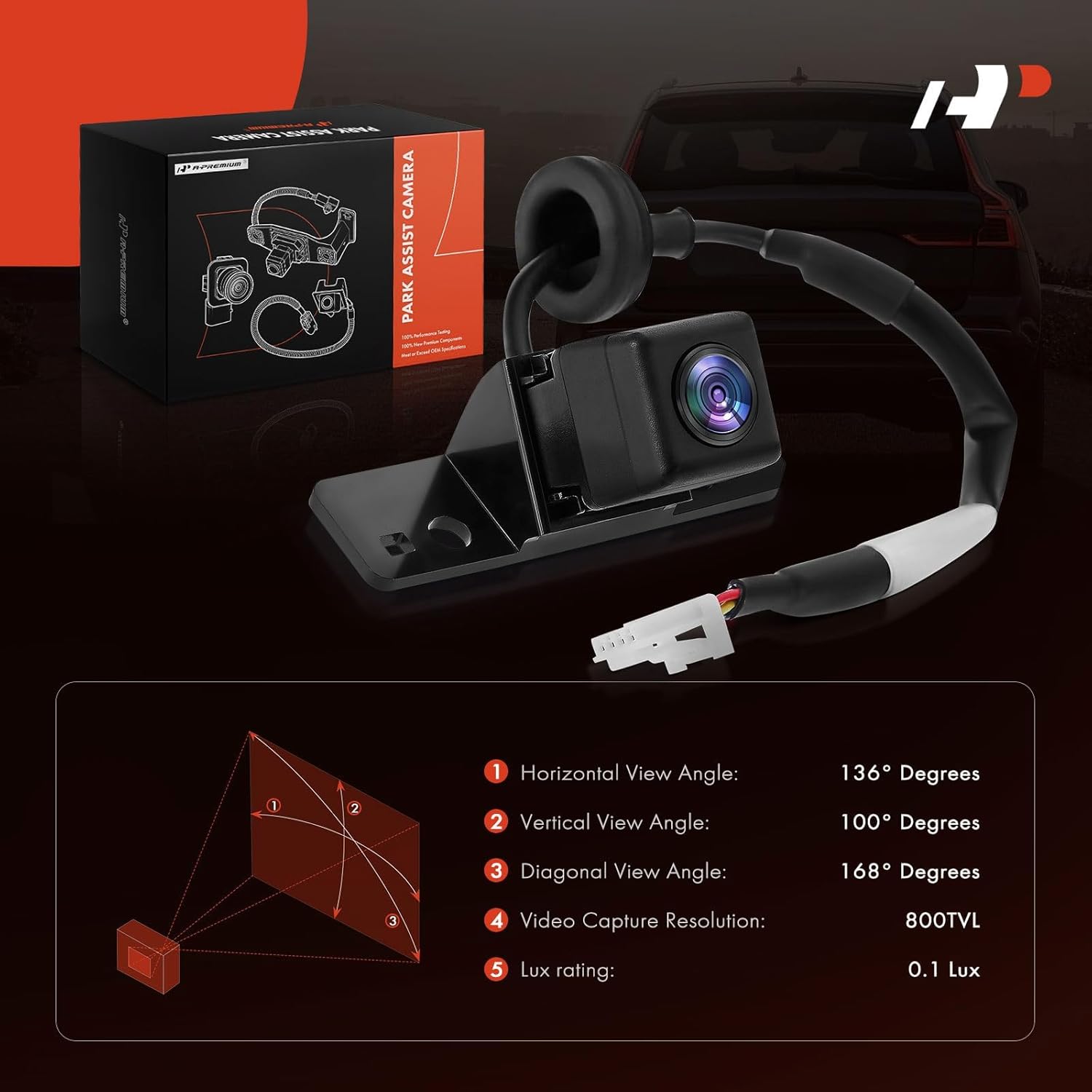 A-Premium Park Assist Camera Rear View Backup Reverse Camera Compatible with Select Nissan Models - 2013 2014 2015 2016 2017 Leaf - Replace# 284423NH0A