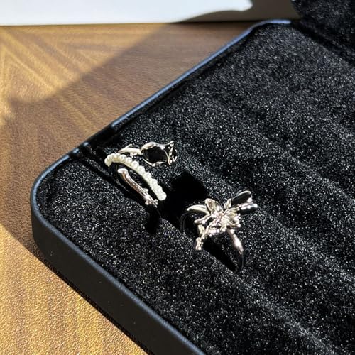 Bague en émail avec rose noire et perle de prestige - 6