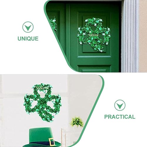 Miniatura 2 de Alipis 2 piezas de corona de alambre del día de San Patricio, marco de corona de metal trébol irlandés, corona de flores de tréboles de la suerte