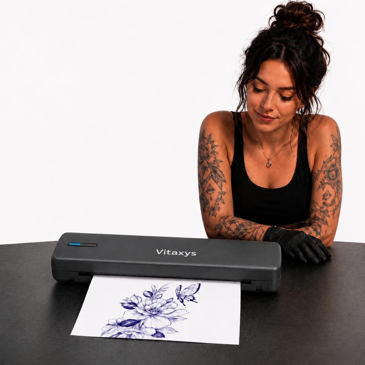 Impresora térmica portátil A4, sin tinta, mini impresora Bluetooth iOS Android Mac Windows, con maletín y 4 rollos de papel 210/110/80/53 mm, para viajes y oficina o recibos
