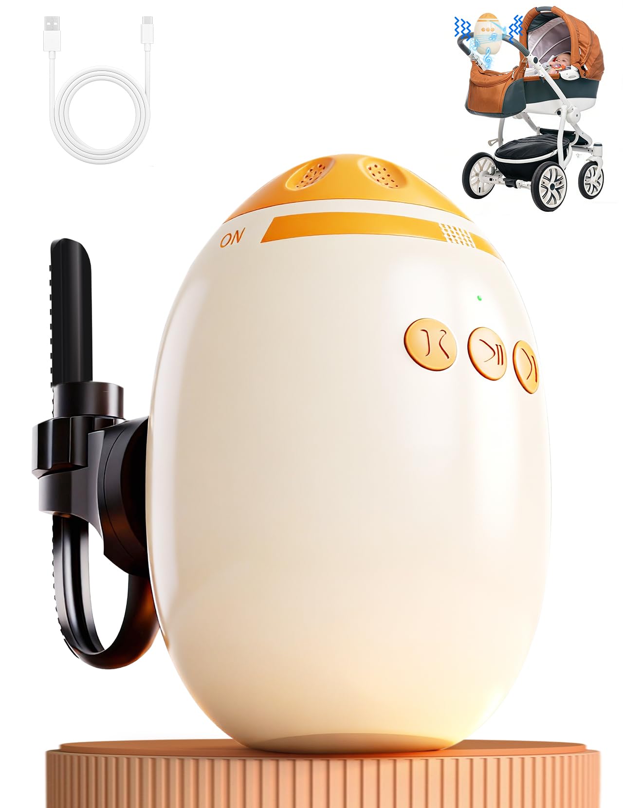 Kinderwagenschaukler,Wiederaufladbar Schlafhilfe für Baby mit 0-7000 U/min Einstellbaren Schaukelintensitäten und Timer, kinderwagen Schaukler mit 11 White Noise Universell für Kinderwagen und Buggy