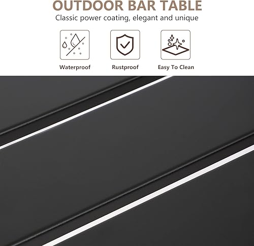 Miniatura 14 de Mesa de barra de altura de mostrador de patio al aire libre, rectangular de 47 pulgadas para patio, jardín, balcón, junto a la piscina