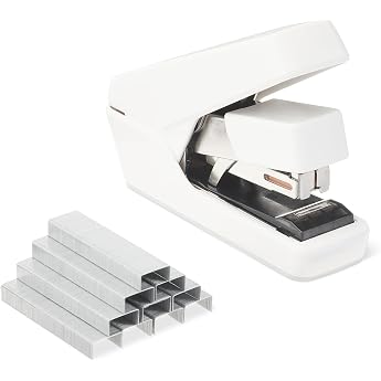 Amazon Basics Office Stapler - Heavy Duty - Effortless Stapling - 40 Sheet Capacity - 1000 Flat Staples - White