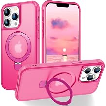 حافظة Hocase لهاتف iPhone 13 Pro مقاس 6.1 بوصة، مع حامل حلقي مغناطيسي [متوافق مع MagSafe] [حماية عسكرية] حافظة هاتف شفافة مقاومة للصدمات - وردي فاتح