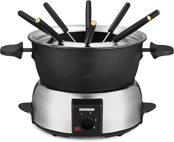 Electric Fondue Pot Set,2Quart 1000Watt NonStick Fondue