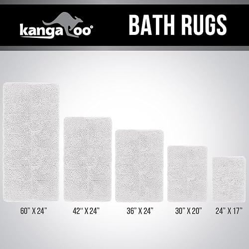 Miniatura 9 de KANGAROO Alfombras de baño, alfombra de baño de chenilla suave y absorbente, alfombrilla de ducha peluda, alfombra de baño de secado rápido lavable
