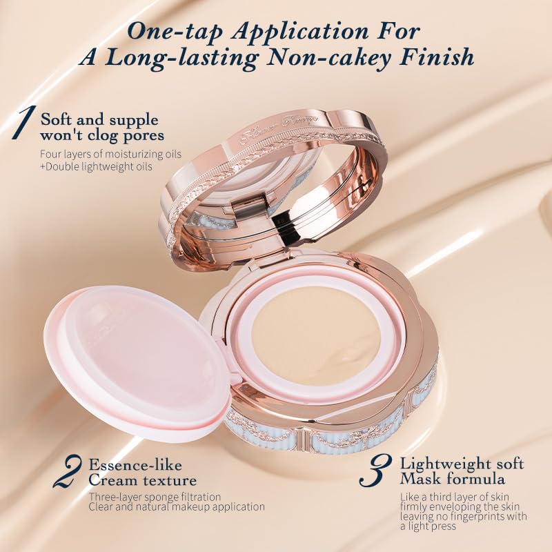 Flower Knows Bunny Garden Cushion Cream Foundation,Buildable Coverage with Long-Lasting&Lightweight Color,Moisture,Natural Stain Glowy Finish Makeup,Vegan,Perfect Face Makeup Gift(C01 Cool Alabaster) - Image 2