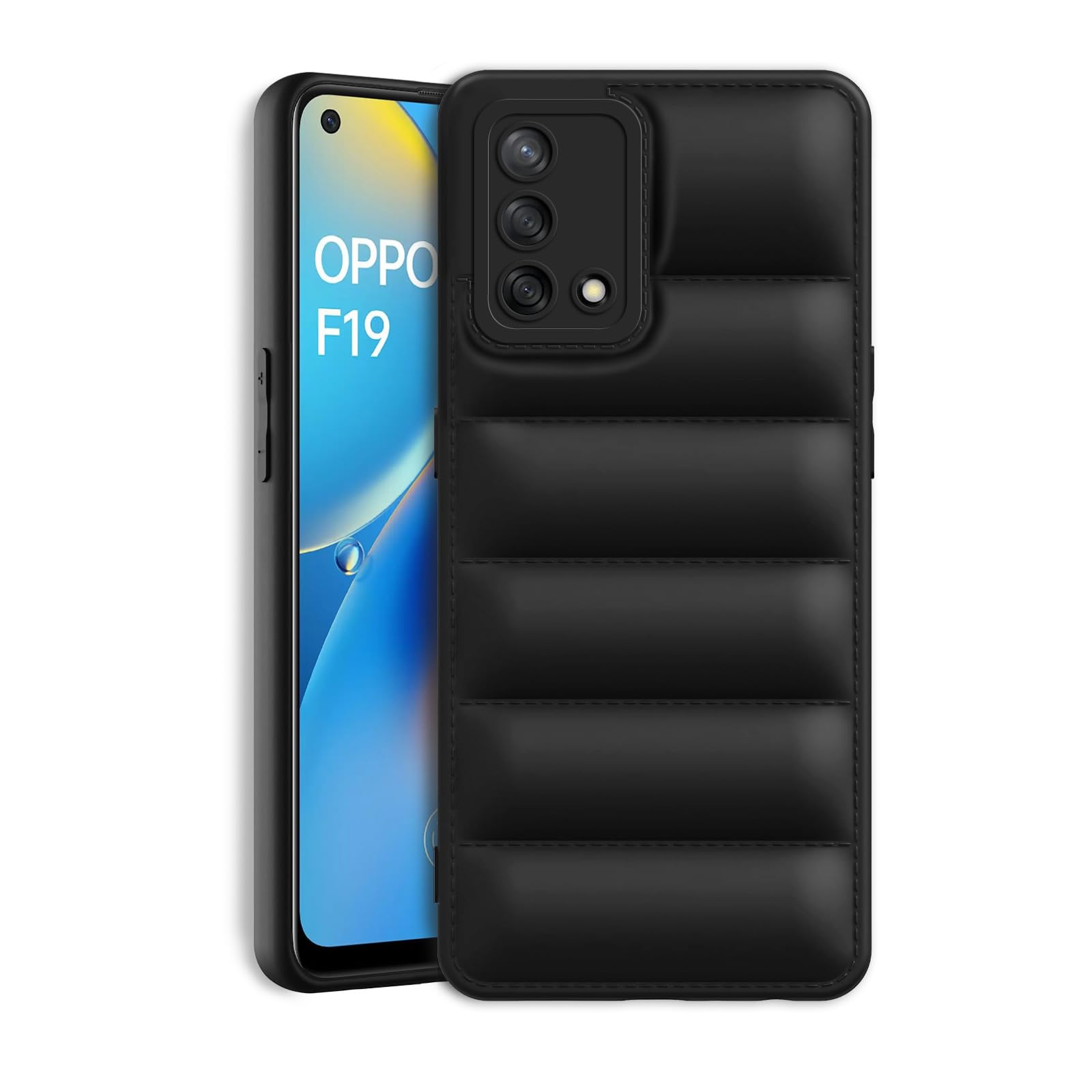 Plus Puffer Case Camera Protection Soft Back Cover for Oppo F19 - Black (B0CQG4P2CS) Amazon Price History, Amazon Price Tracker